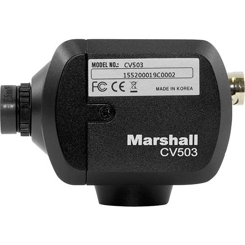 Marshall CV503 Full HD Miniature Camera with M12 Mount and Interchangeable 3.6mm Lens, 1920x1080p at 60 fps, 3G/HD-SDI Output, Black