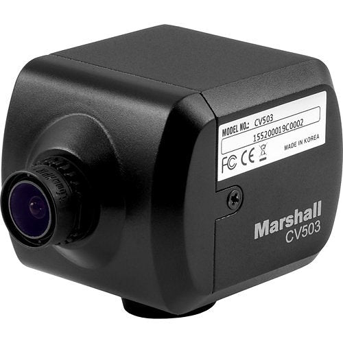 Marshall CV503 Full HD Miniature Camera with M12 Mount and Interchangeable 3.6mm Lens, 1920x1080p at 60 fps, 3G/HD-SDI Output, Black