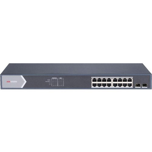 Hikvision DS-3E1518P-SI Smart Managed 16-Port Gigabit PoE Switch, 36Gbps, Blue