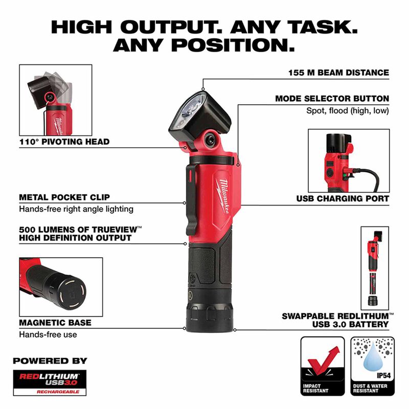 MILWAUKEE  2113-21 USB Rechargeable Pivoting LED Flashlight