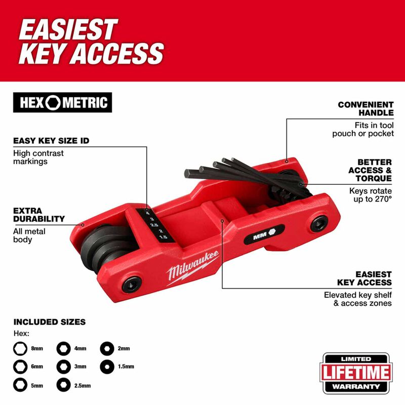 MILWAUKEE  48-22-2182 8-Key Metric Folding Hex Key Set