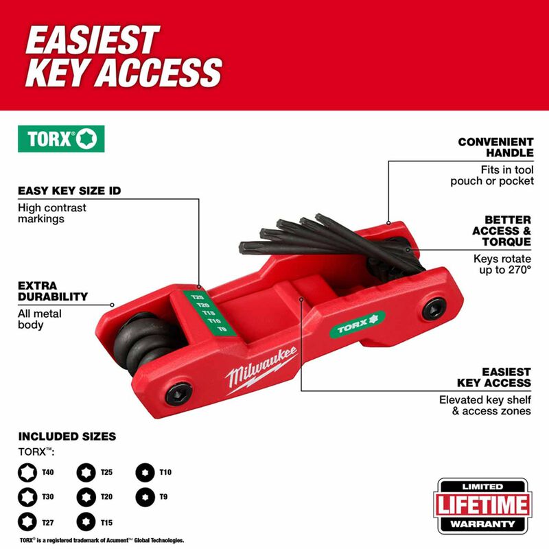 MILWAUKEE  48-22-2184 8-Key Folding Torx Hex Key Set