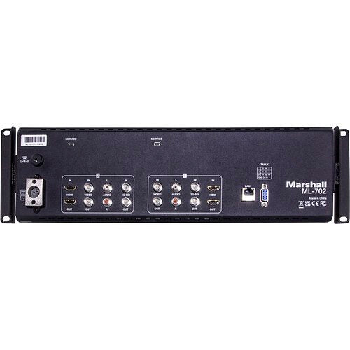 Marshall ML-702 Dual 7" LCD Professional Rackmount Broadcast Monitor, 3G-SDI, HDMI, and Composite