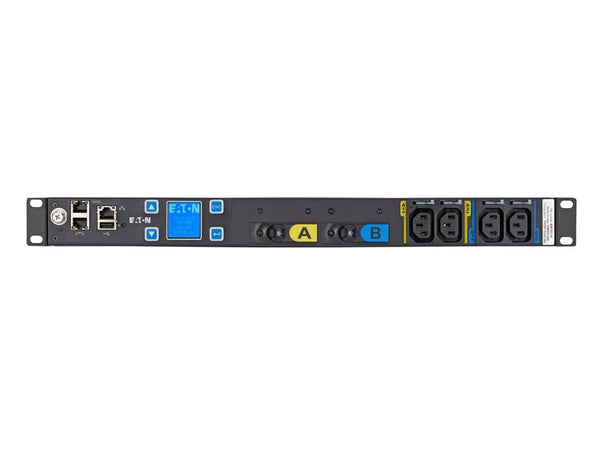 Eaton EMIT07-10 Metered Input rack PDU, 1U, L6-30P input, 10 ft cord, Single-phase, 200-240V, Outlets: (18) C13 Outlet grip - NEMA L6-30P