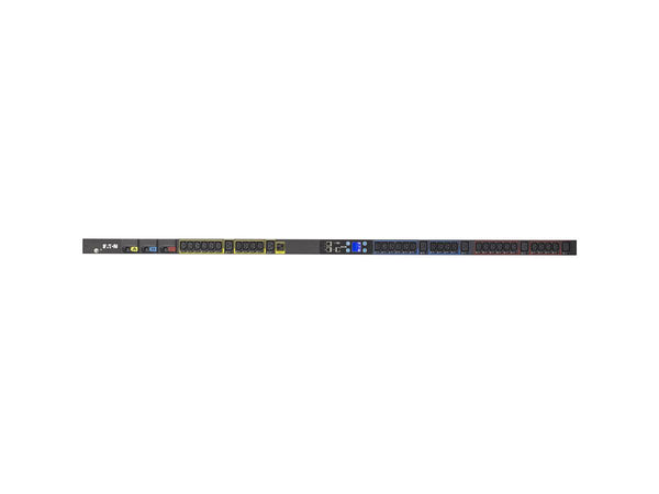 Eaton EMI310-10 Metered Input rack PDU, 0U, L21-30P input, 8.64 kW max, 120/208V, 24A, 10 ft cord, Three-phase, Outlets: (1) 5-20R, (30) C13 Outlet grip