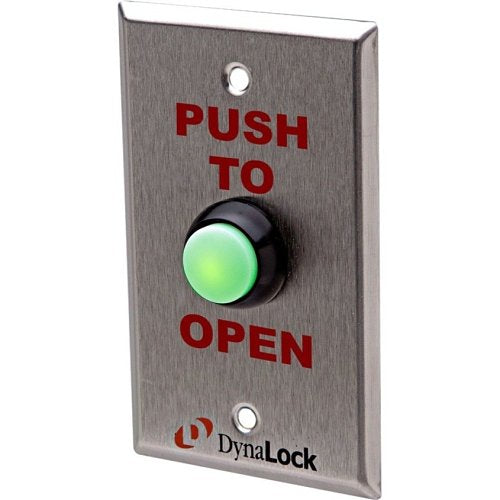 Dynalock 6176 6170 Series Weatherproof Pushbuttons, Faceplate Silkscreened “PUSH TO OPEN”, Illuminated