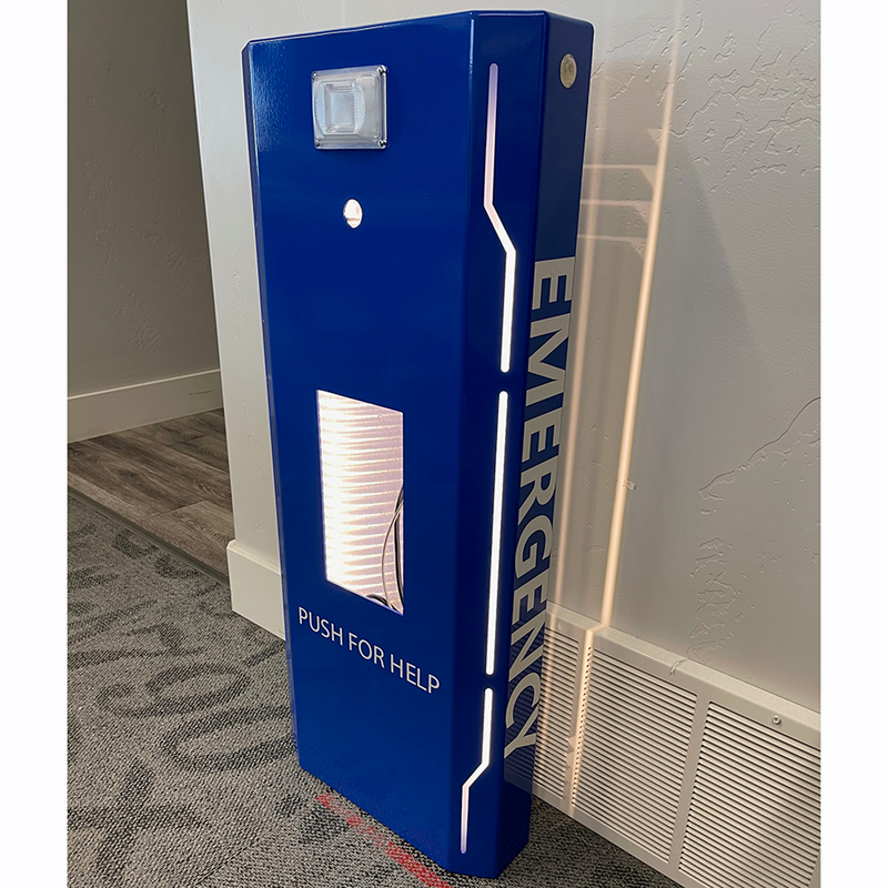 PEDESTAL PRO PRO Emergency Wall Station with Blue Powdercoat Finish 156STA-EMER-01-ALU