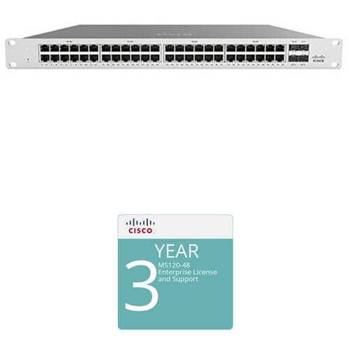 Cisco MS120-48FP Access Switch with 3-Year Enterprise License and Support