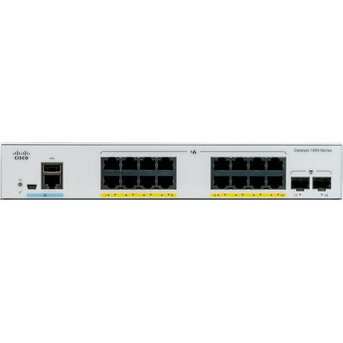 Cisco CatalystC1000-16P-2G-L Gigabit PoE Compliant Managed Network Switch with SFP