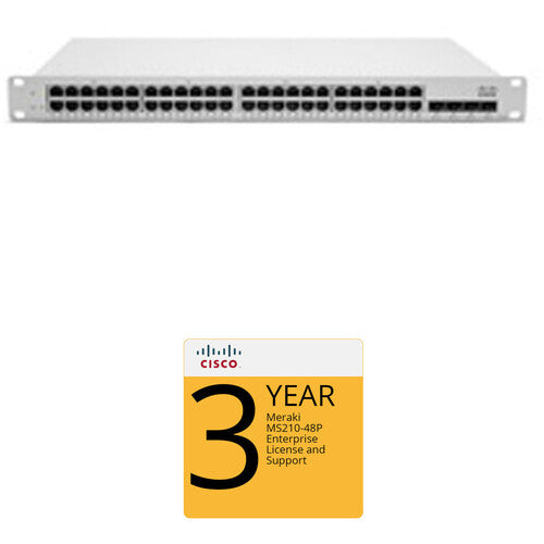 Cisco MS225-48FP Access Switch with 3-Year Enterprise License and Support