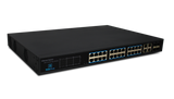 Silarius SIL-SW24POE 28 Ports POE switch with 24/100MB Ports PoE+, 4 Gigabit Uplinks, and 4 SFP Slots Uplink - 370W POE