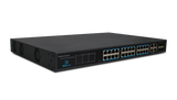 Silarius SIL-SW24POE 28 Ports POE switch with 24/100MB Ports PoE+, 4 Gigabit Uplinks, and 4 SFP Slots Uplink - 370W POE