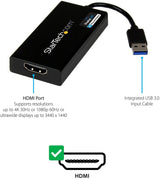 IN STOCK! StarTech.com USB 3.0 to HDMI Adapter - 4K 30Hz Ultra HD - DisplayLink Certified - USB Type-A to HDMI Display Adapter Converter for Monitor - External Video & Graphics Card - Mac & Windows (USB32HD4K)