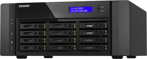 QNAP TS-h1290FX-7302P-128G-US 12 Bay U.2 NVMe/SATA All-Flash Desktop NAS Ideal for Office environments, collaborative 4K/8K Video Editing, and File Sharing