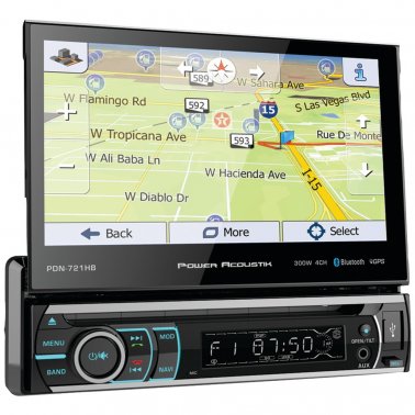 Power Acoustik PDN-721HB 1-DIN DVD,w/Bluetooth 4.0, iGo GPS Navigation