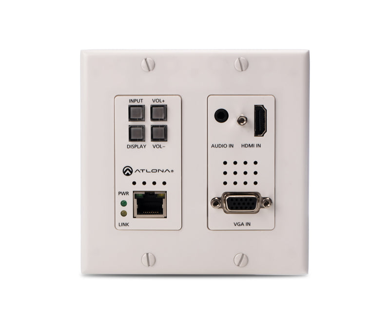 Atlona® AT-HDVS-200-TX-WP Conferencing Wallplate Switcher for HDMI and VGA with Ethernet-Enabled HDBaseT Output - 2x1