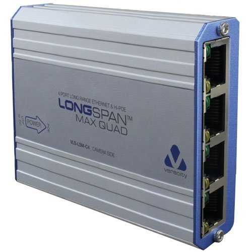 Veracity VLS-LSM-C4 LONGSPAN Max Quad, 4-Port Hi-PoE Extender