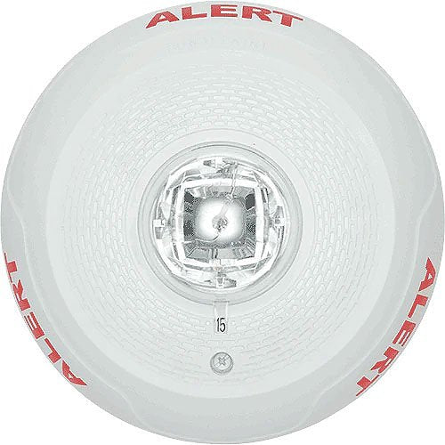 System Sensor SCWL-CLR-ALERT L-Series Indoor Selectable Output Ceiling Mount Strobe, Clear Lens, "ALERT" Marking, White